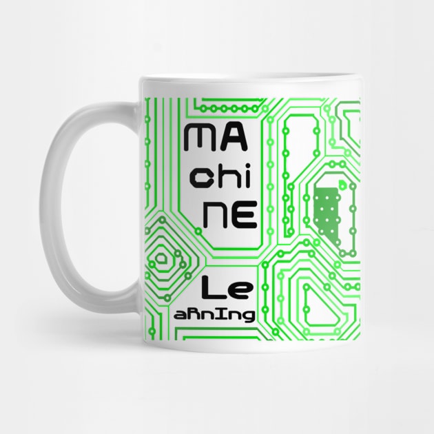 Machine Learning Computer Micro Chip Black Green by aRtVerse